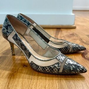M. Gemi Snakeskin & Mesh Pointed Toe Pumps | Made in Italy | IT 36 / US 6